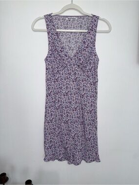 Reformation Lavender Floral V-Neck Mini Dress